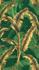 Wall Mural - Tropical leaf Wallpaper, Luxury nature leaves pattern design wallpaper