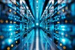 © id512 - Advanced Data Center with Rows of Server Racks and Blue LED Lighting for High-Tech Computing
