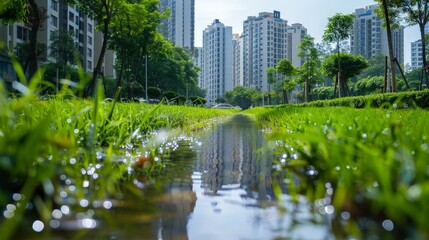 Canvas Print - Green infrastructure mitigates the impacts of climate change, building resilience against natural disasters.