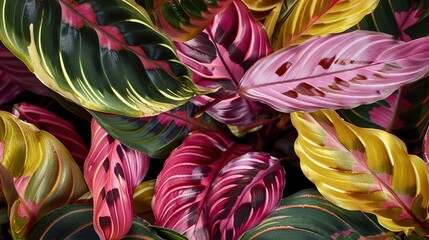 Poster - the detail of tropic plant leaves - maranta fascinator plant