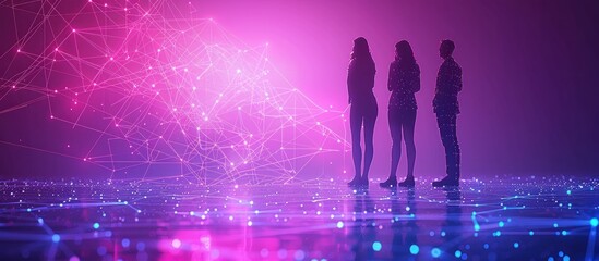 Silhouettes of People Standing in a Networked Digital World