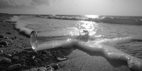 Wall Mural - Glass Bottle on Beach