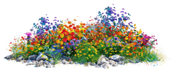 Poster - PNG  Vibrant wildflower garden illustration