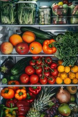 Poster - Fresh produce refrigerator stock photo