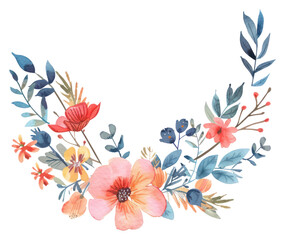 Poster - PNG  Elegant watercolor floral wreath