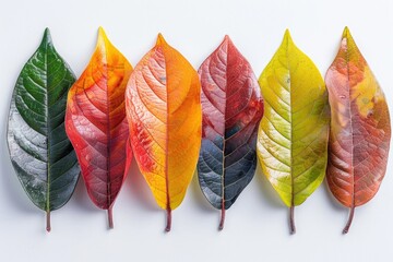 Poster - Colored Leaves on White Surface