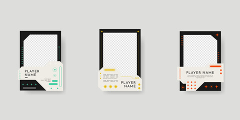 Collection of player frames template. Game card frame template design.