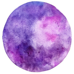 Wall Mural - purple watercolor hand-painted round circle isolated on white or transparent png