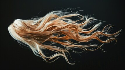 Wall Mural - Flowing Blonde Hair against a Black Background