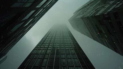 Wall Mural - Tall Buildings in Foggy Weather