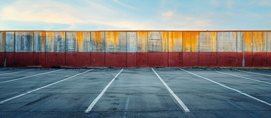 Close-up view of an empty guest parking space in the parking lot, showing a copy space image.