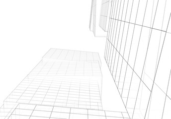 Sticker - Modern architecture building 3d drawing