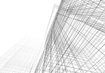 Wall Mural - Modern architecture building 3d drawing
