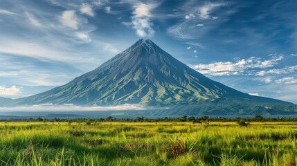 Wall Mural - The famous and beautiful Mount Mayon of the Philippines. on a white background