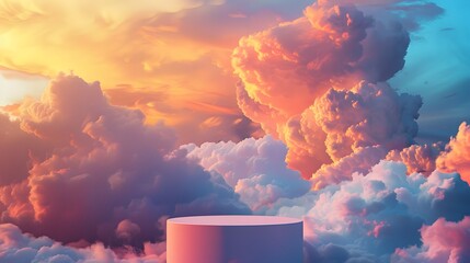 Canvas Print - Pink and Orange Cloudy Sky with Platform.