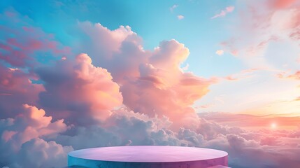 Canvas Print - Abstract Pink and Blue Sky Cloudscape with Platform.