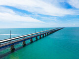 Aerial view over historic 7 seven Mile Bridge in the Florida Keys