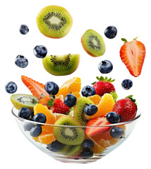 Wall Mural - PNG Fresh vibrant fruit salad bowl