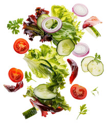 Wall Mural - PNG Fresh colorful vegetable salad ingredients