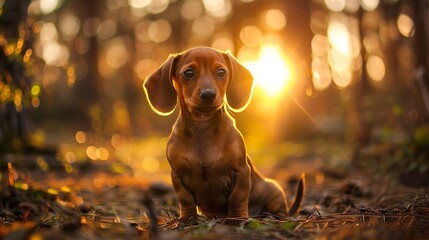 Dachshund dog in the forest