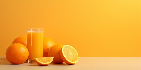 Fresh oranges glass of juice healthy drink concept