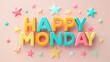 © Leli - Colorful 3D Happy Monday on pink with stars