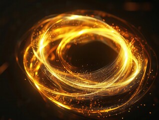 Wall Mural - mesmerizing golden light vortex on a black background swirling rings of fire creating a hypnotic spiral effect elegant and mystical design with a touch of luxury