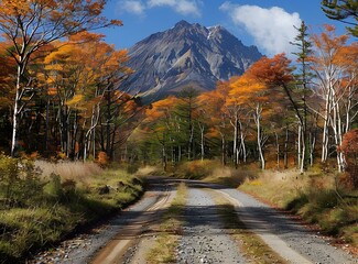 Wall Mural - The colorful path to the mountain