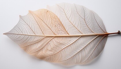 Wall Mural - skeleton of leaf on a white background