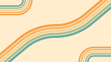 Wall Mural - abstract background of rainbow groovy wavy line design in 1970s hippie retro style. vector pattern r