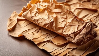 Wall Mural - a close up image showing a piece of weathered brown paper on a surface