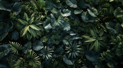 Sticker - Tropical Rainforest Foliage, Lush Green Canopy