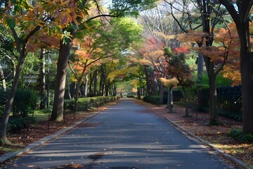 Wall Mural - Autumn Leaves Path Through Forest