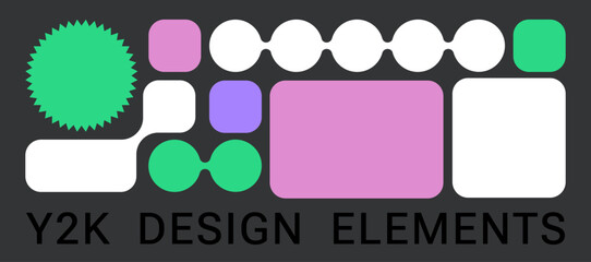Wall Mural - y2k geometry design elements, bento design. abstract futuristic shapes. trendy web frame set, blocks