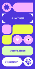 Wall Mural - abstract futuristic simple shapes. y2k simple geometry design elements, bento design. set of vertica