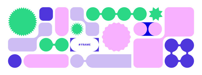 y2k abstract futuristic shapes. geometry simple design elements, bento design. label pack. trendy we