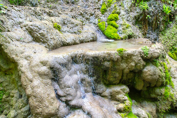 Sticker - Waterfall on the river in nature in summer