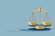 © Samon - Illustration of a golden balance scale on blue background symbolizing justice, equality, and fairness. Perfect for legal or financial concepts.