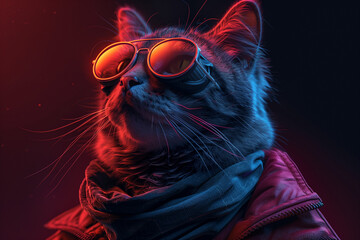 Wall Mural - cat_wearing_aviators_animal_mascot_sports