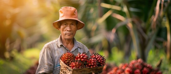 Canvas Print - Palm Oil Plantation Worker