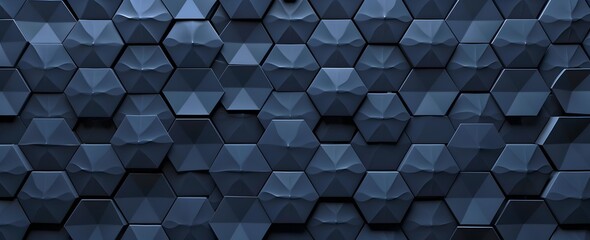 3d render of dark blue background with hexagon pattern -