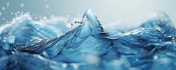 Wall Mural - Abstract Blue Water 3D Rendering with Bokeh