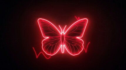 Wall Mural - Action Element Neon FX animation with glowing red line effect element in butterfly shape
