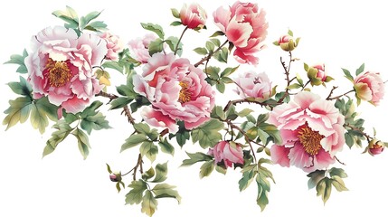 Wall Mural - Delicate Pink Peony Flower Branch