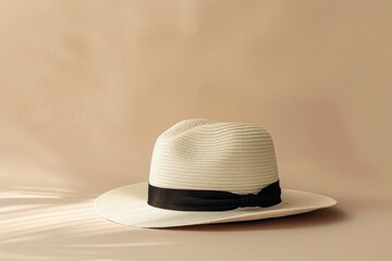 Stylish sun hat mockup for summer beachwear design presentation.