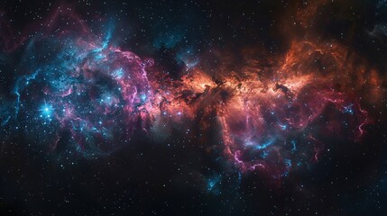 Sticker - a panoramic view of the universe with a prominent nebula and stars