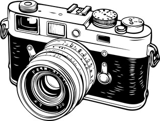 Hand drawn retro camera clipart design illustration