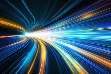 Light Speed Background with Blue and Yellow Streaks