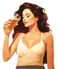 Sticker - PNG Beer drinking adult woman.