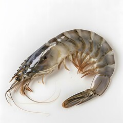 Fresh Raw Shrimp on White Background